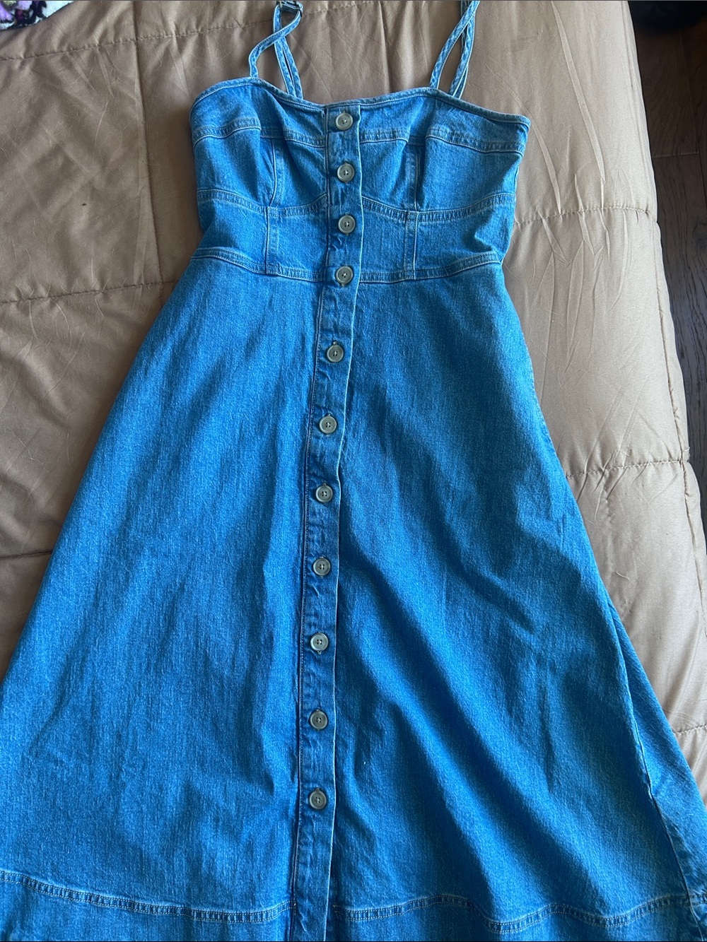Universal Thread Blue Denim Button-Front Midi Dress